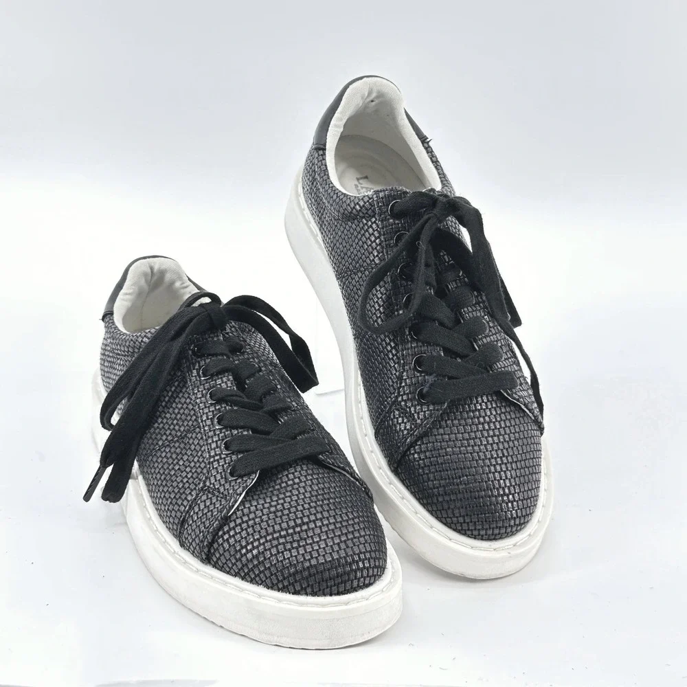 Lauren‎ Ralph Lauren Angeline Woven Sneakers Womens 6 Black Platform Low Top